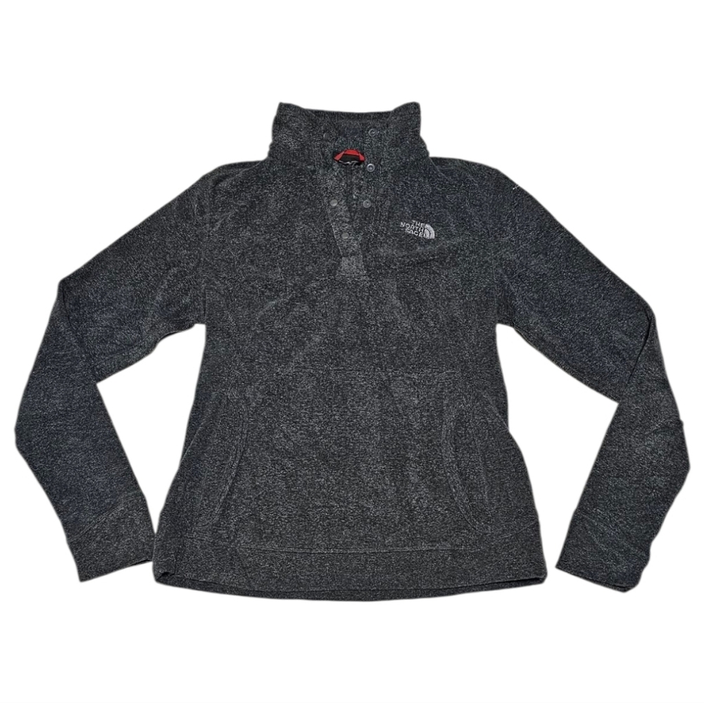 The North Face Pullover Fleece Dark Gray Jacket Snap Buttons Women's XS